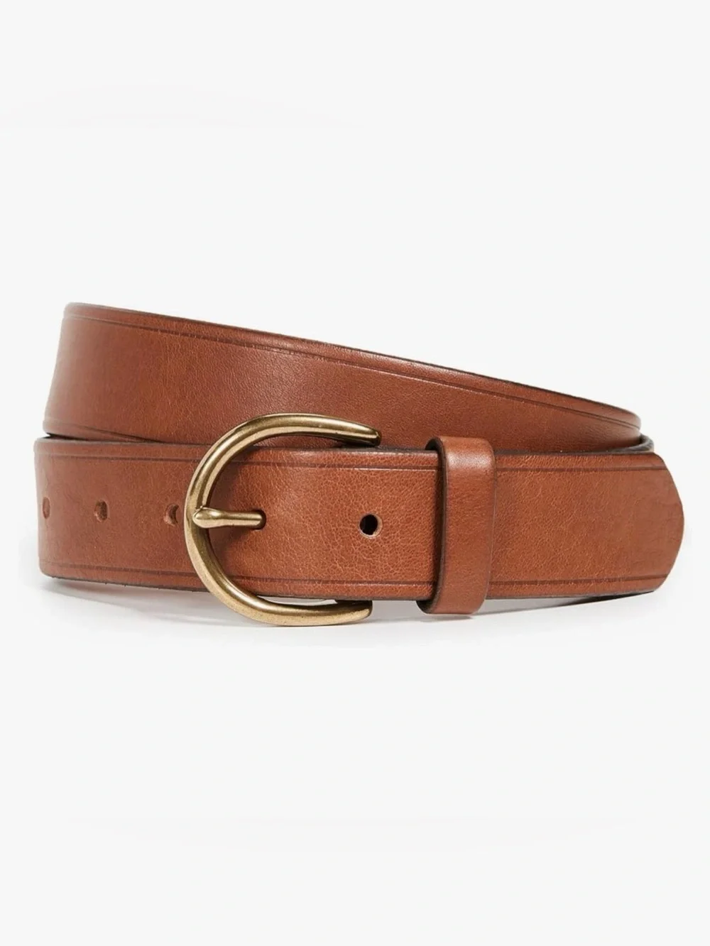 Madewell Medium Perfect Pecan/Brown Leather Belt Classic Brass Italian Leather